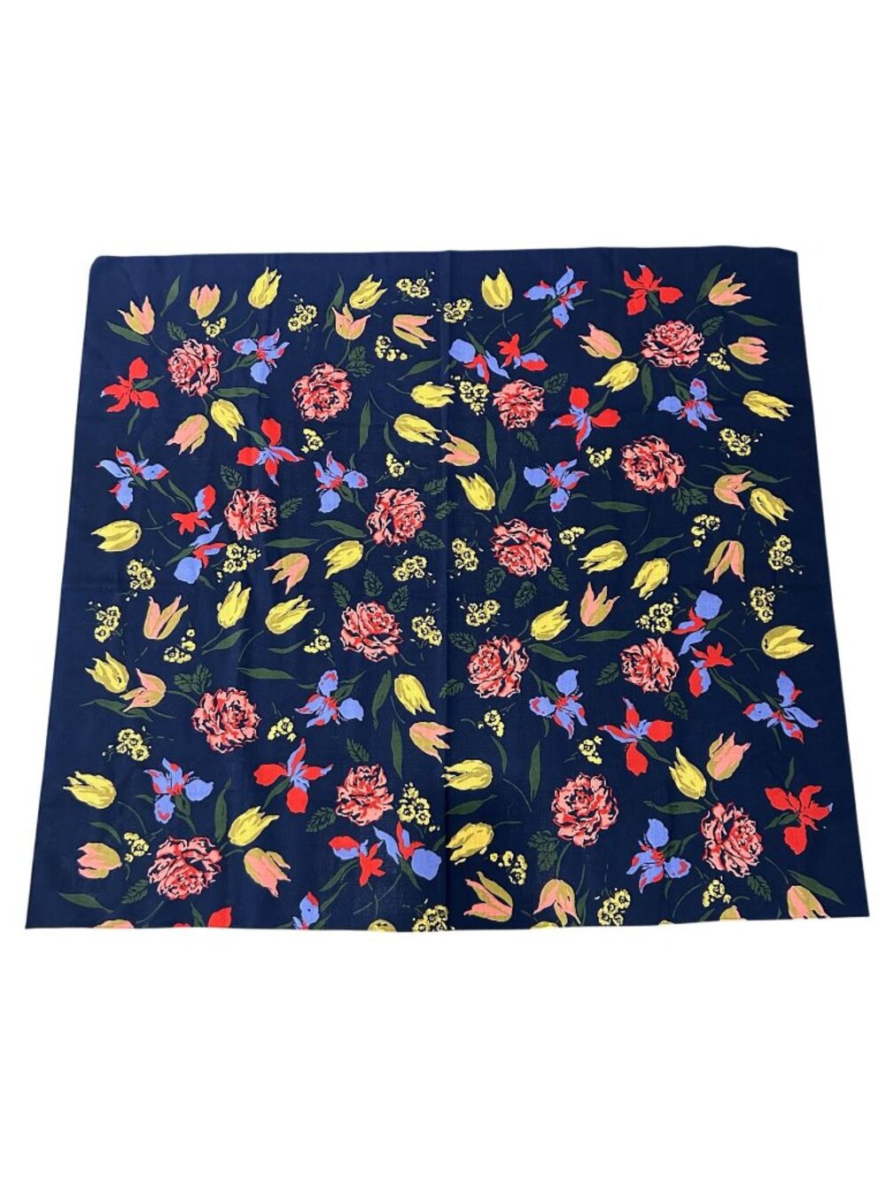 Allium Navy Multicolor Floral Pocket Square Botanical Design Retro Floralcore